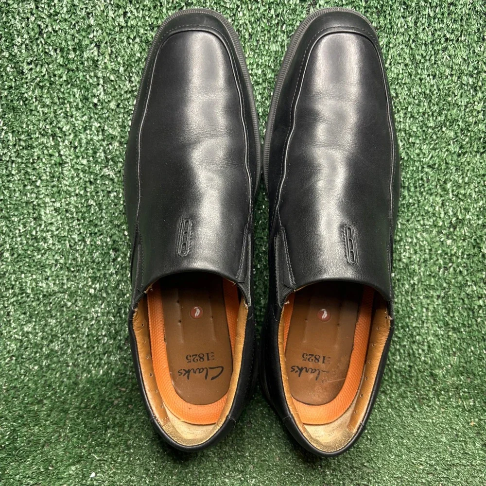 Clarks UnStructured Unbizley Lane Leather Slip On Loafer Dress Shoe Black Men 11
